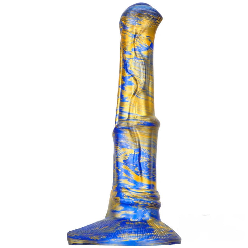 Marbled ribbed liquid silicone animal dildo, photo 1
