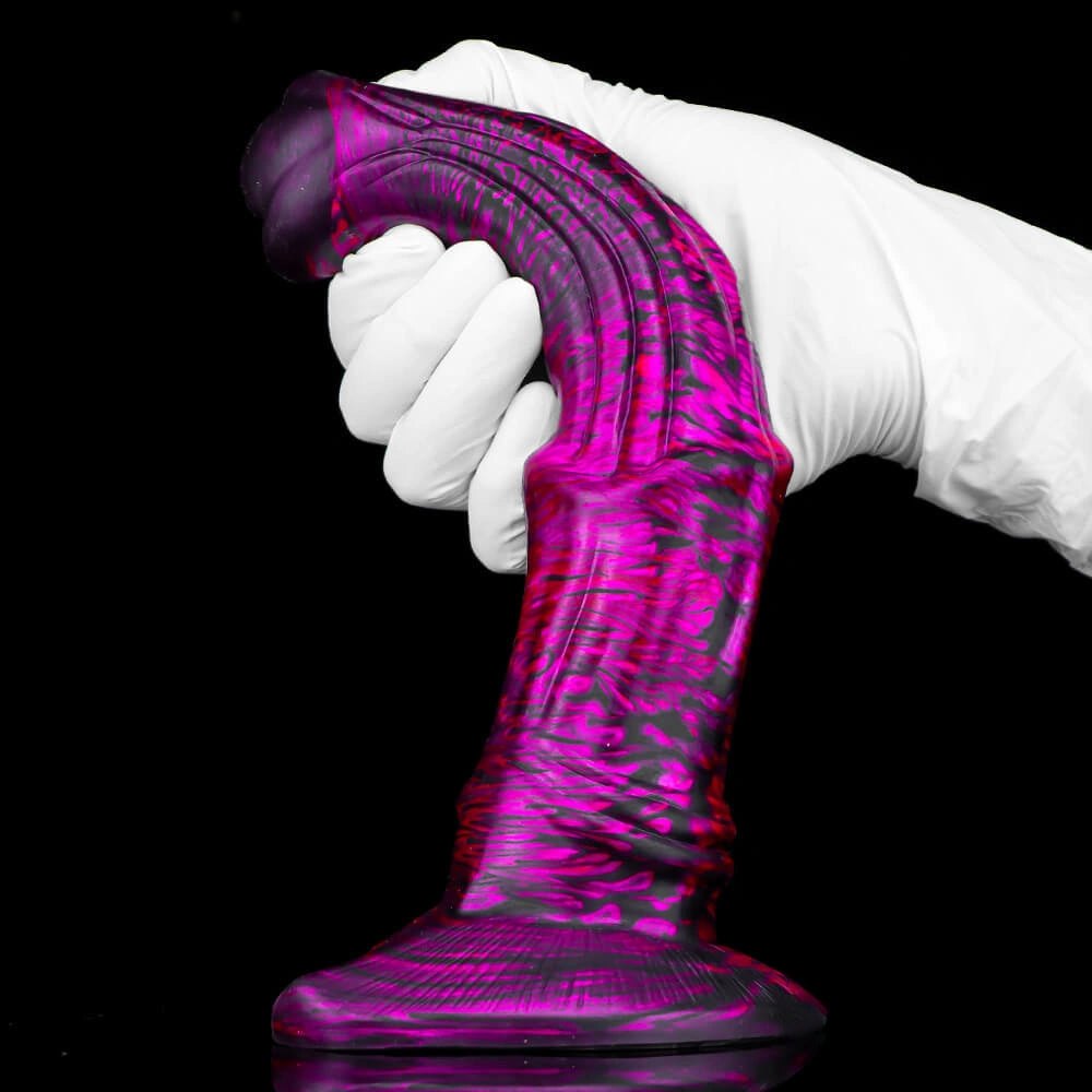Marbled ribbed liquid silicone animal dildo, photo 11