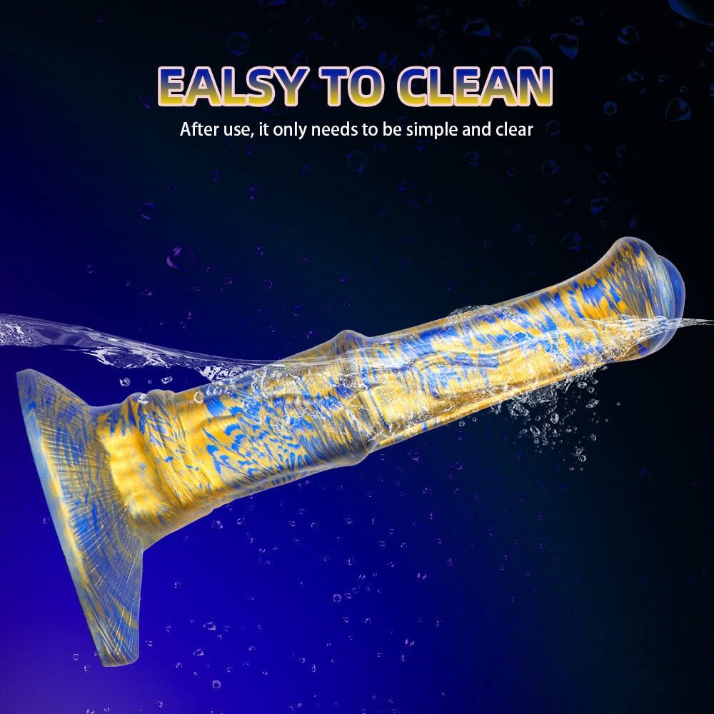 Marbled ribbed liquid silicone animal dildo, photo 5