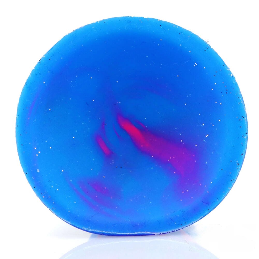 Blue pink marbled ribbed fantasy dildo, photo 3