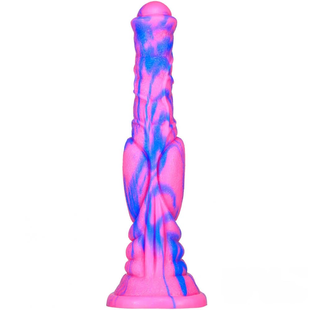 #1 multi-color ribbed liquid silicone fantasy dildo