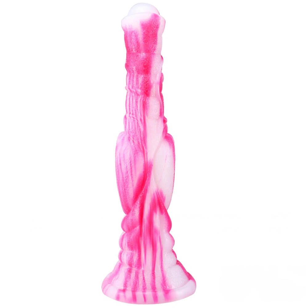 #2 multi-color ribbed liquid silicone fantasy dildo