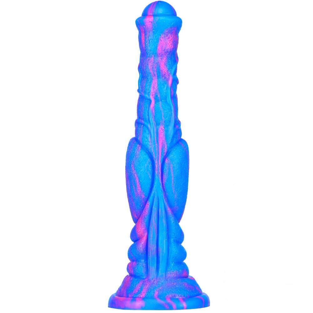 #3 multi-color ribbed liquid silicone fantasy dildo