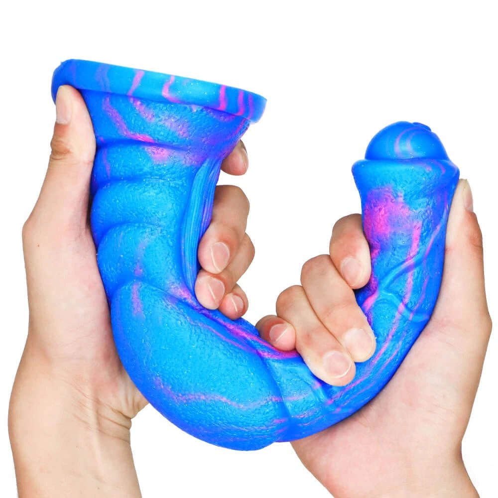 Multi-color ribbed liquid silicone fantasy dildo, photo 4