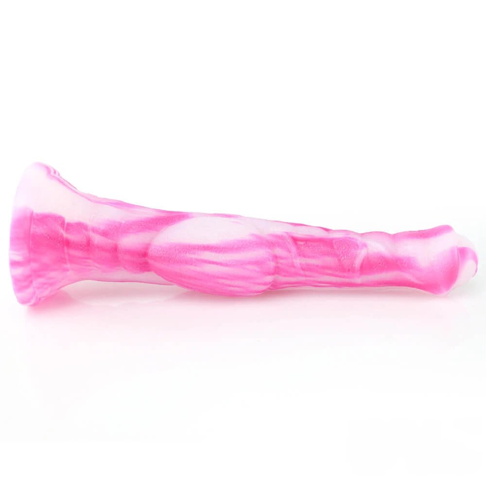 Multi-color ribbed liquid silicone fantasy dildo, photo 6
