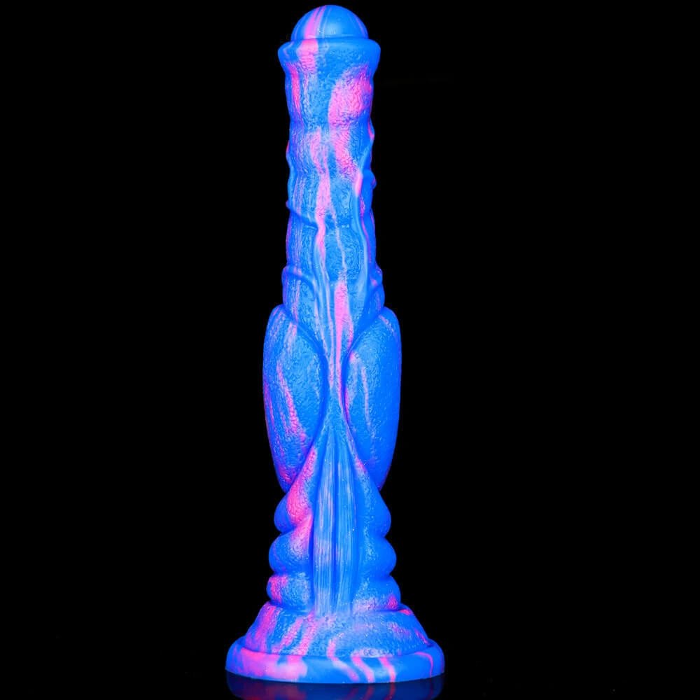 Multi-color ribbed liquid silicone fantasy dildo, photo 9