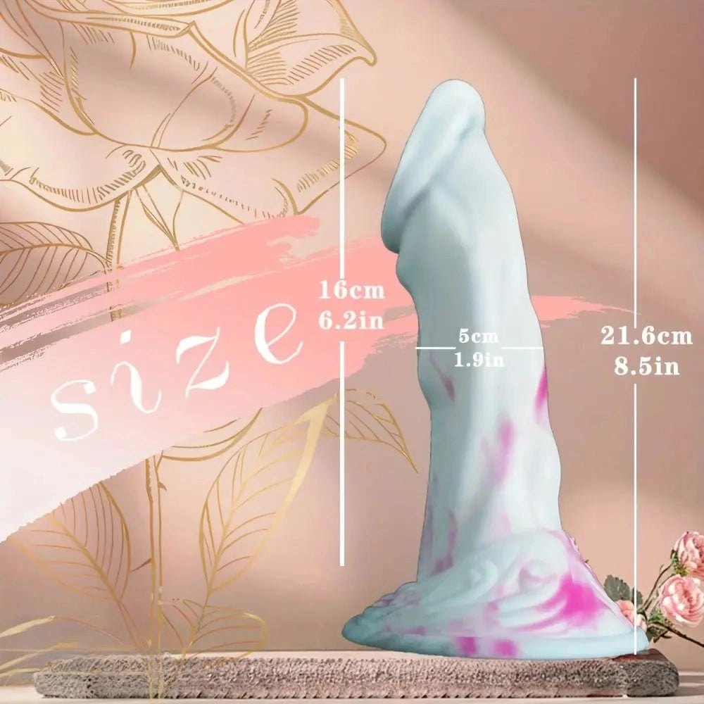 Marbled silicone fantasy dildo, photo 3