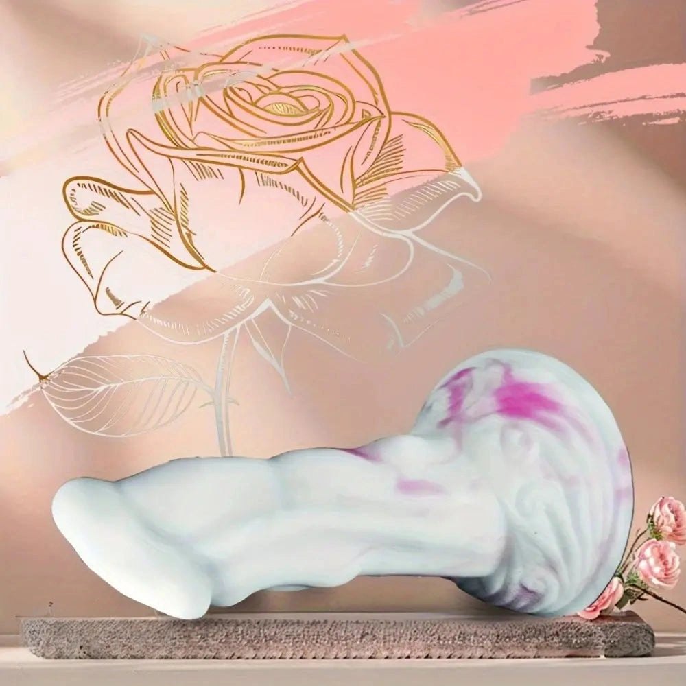 Marbled silicone fantasy dildo, photo 4