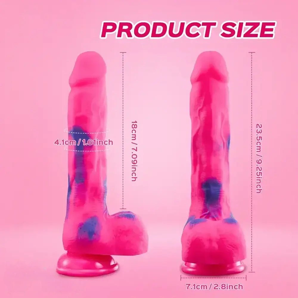 Mixed marbled silicone realistic dildo