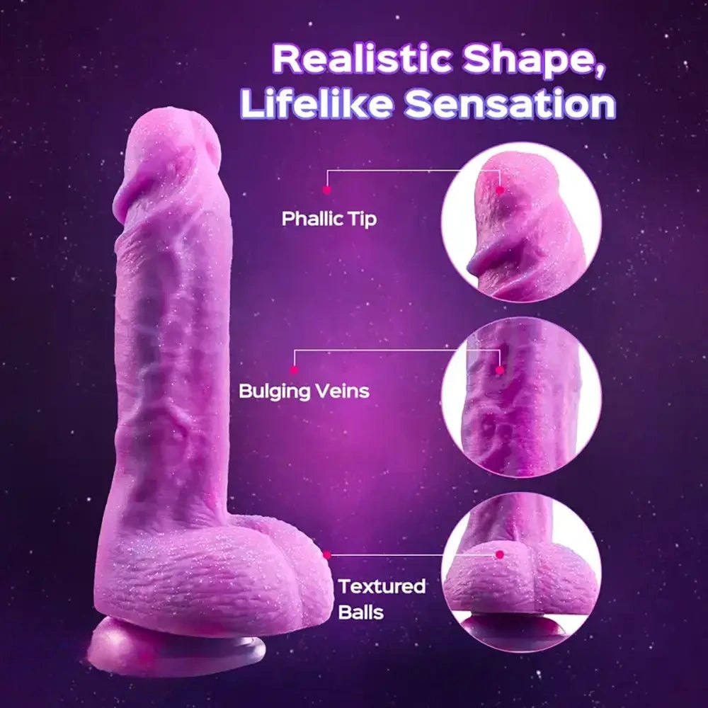 Purple marbled silicone realistic dildo