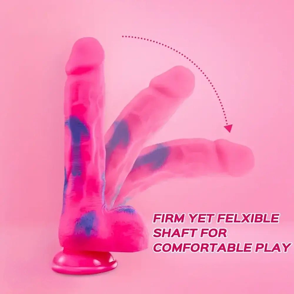 Marbled silicone realistic dildo, photo 7