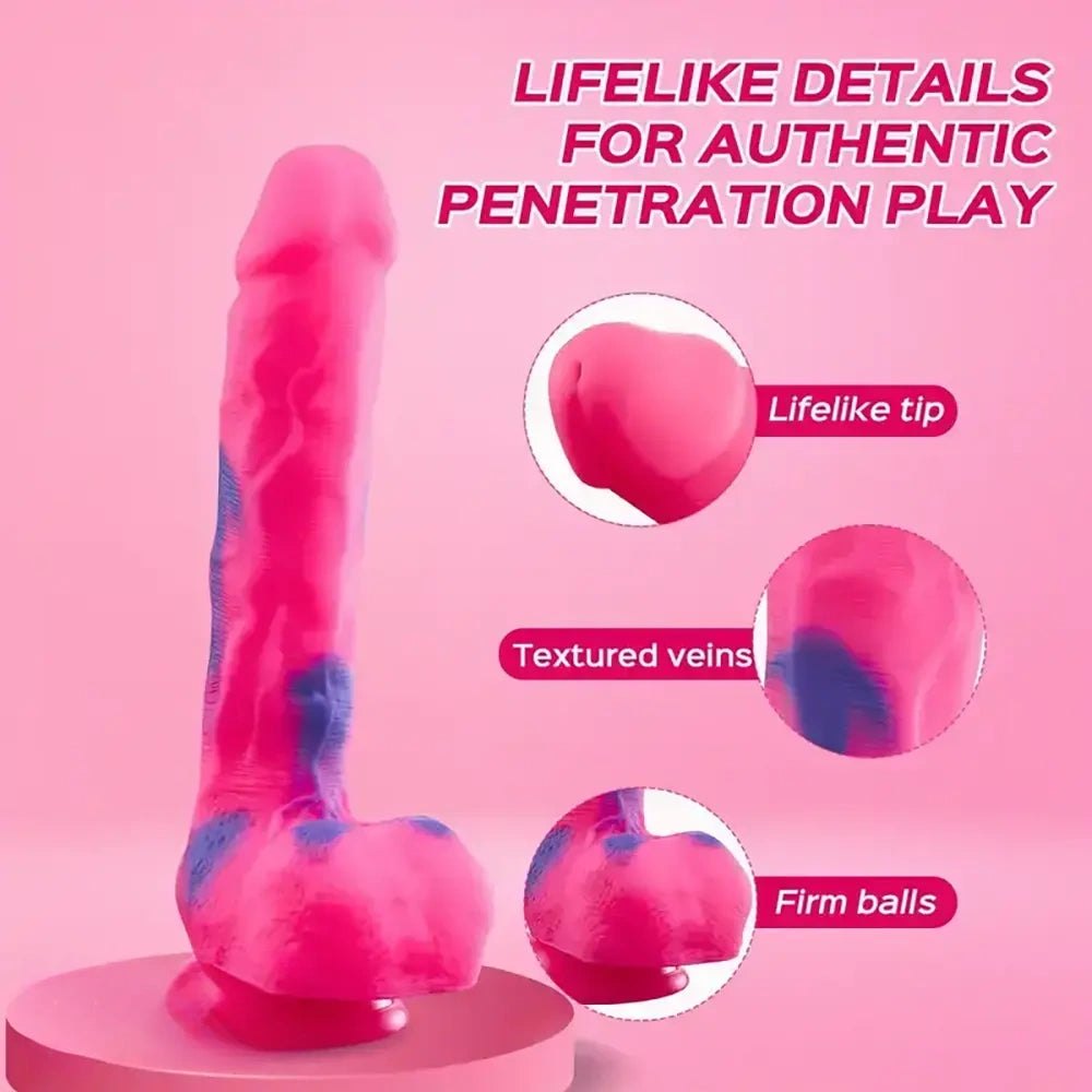 Marbled silicone realistic dildo, photo 9