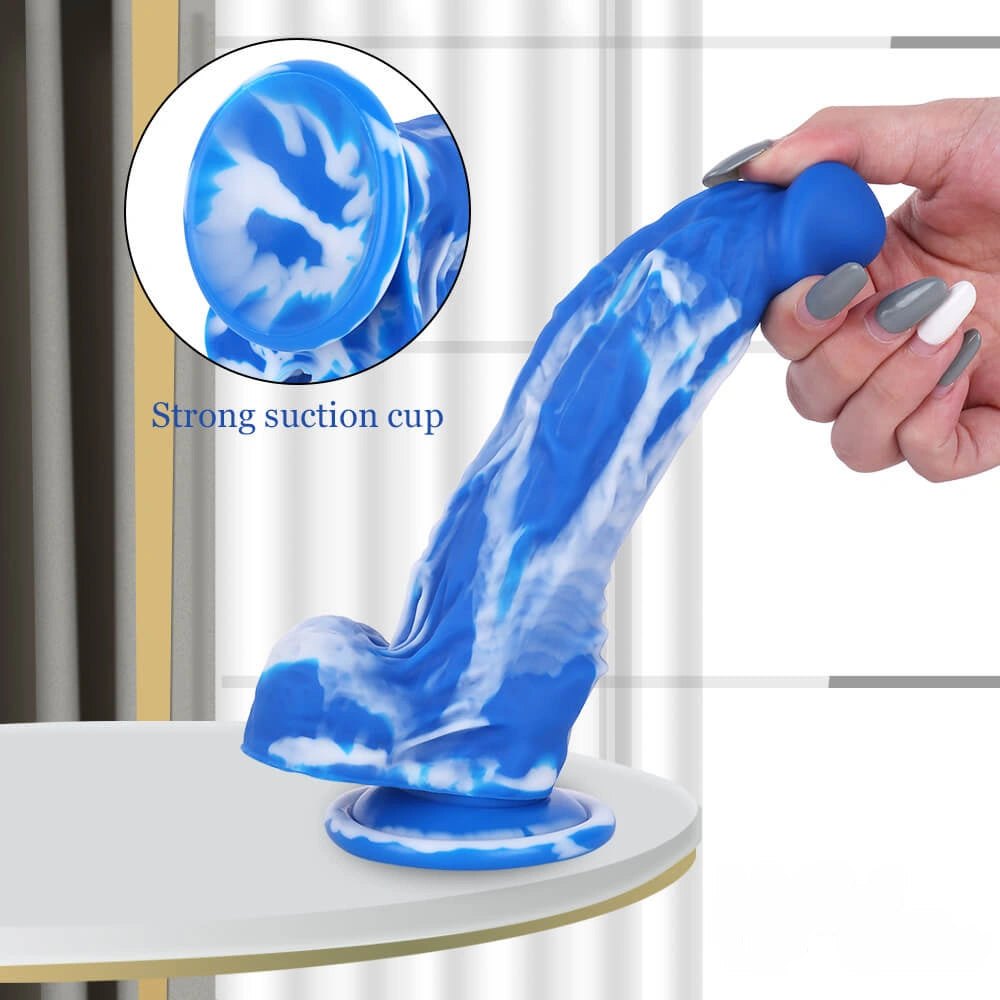 Marbled silicone suction cup dildo, photo 5