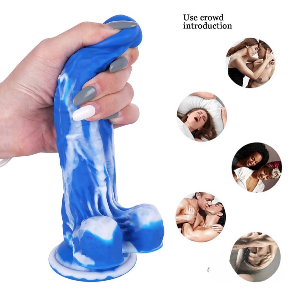 Marbled silicone suction cup dildo, photo 7