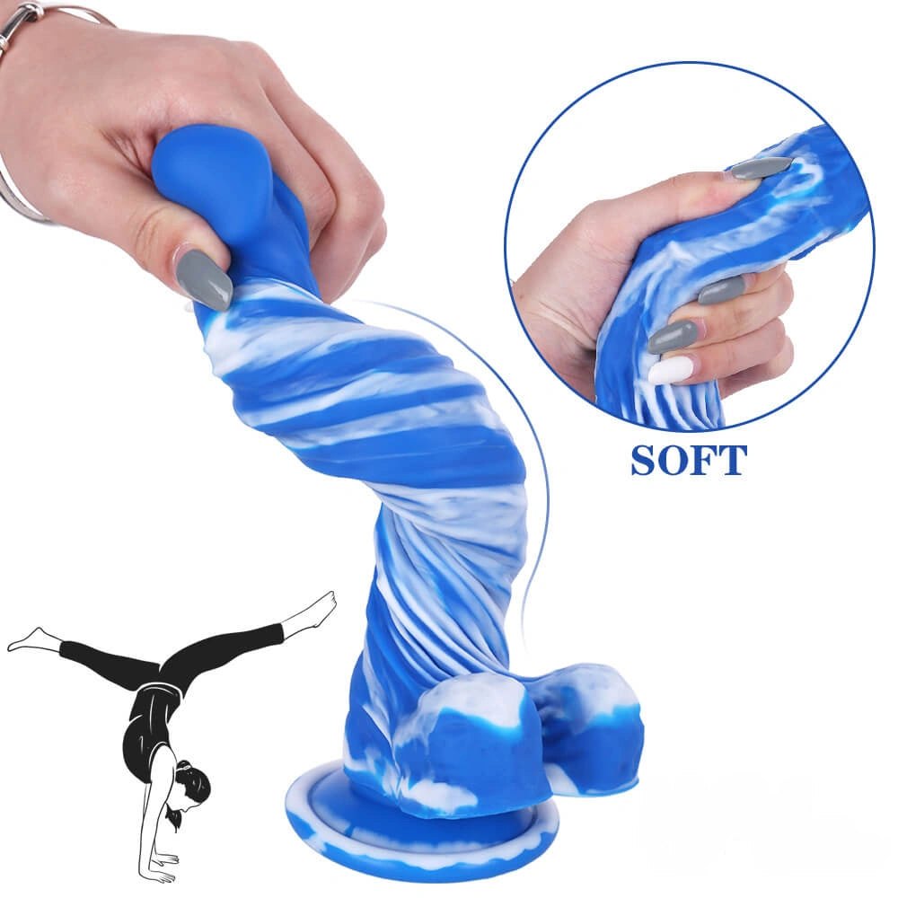 Marbled silicone suction cup dildo, photo 8