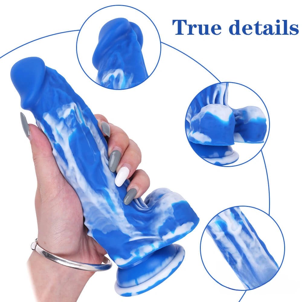 Marbled silicone suction cup dildo, photo 9
