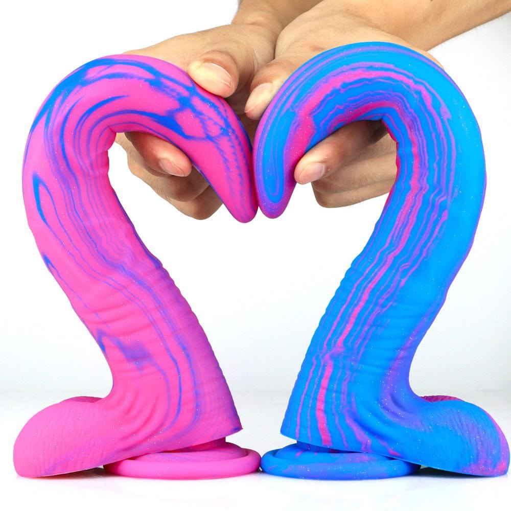 Marbled silicone suction cup dildo, photo 3