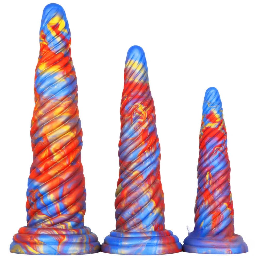 Marbled spiral-textured silicone butt plug, photo 1