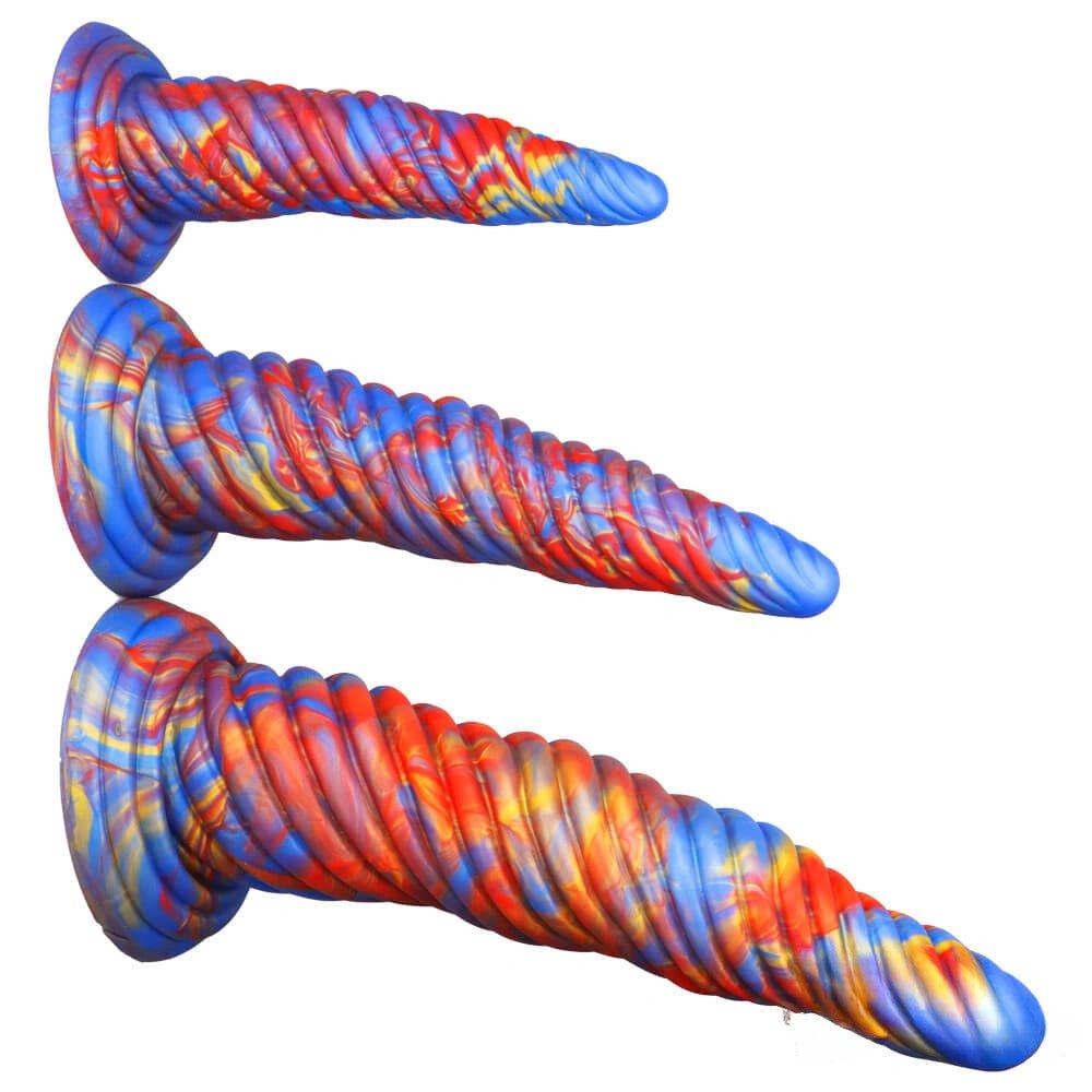 Marbled spiral-textured silicone butt plug, photo 2