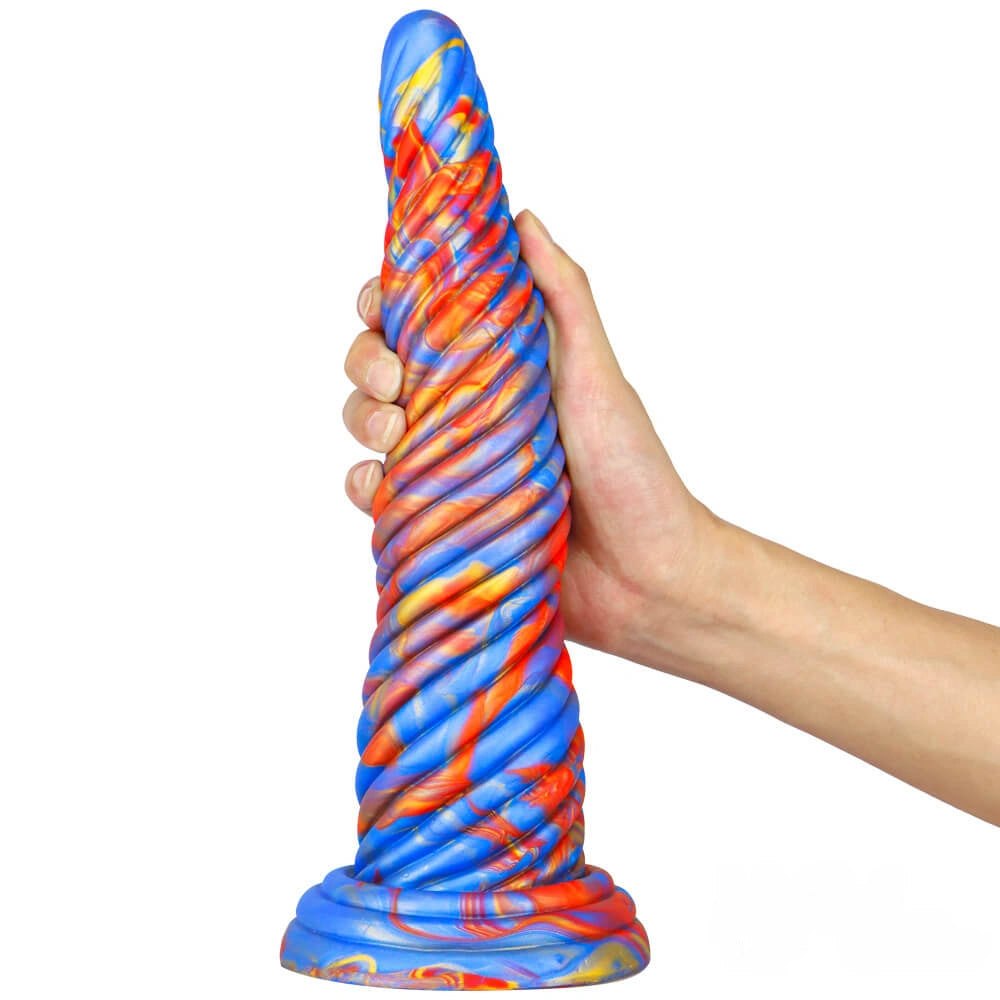 Marbled spiral-textured silicone butt plug, photo 3
