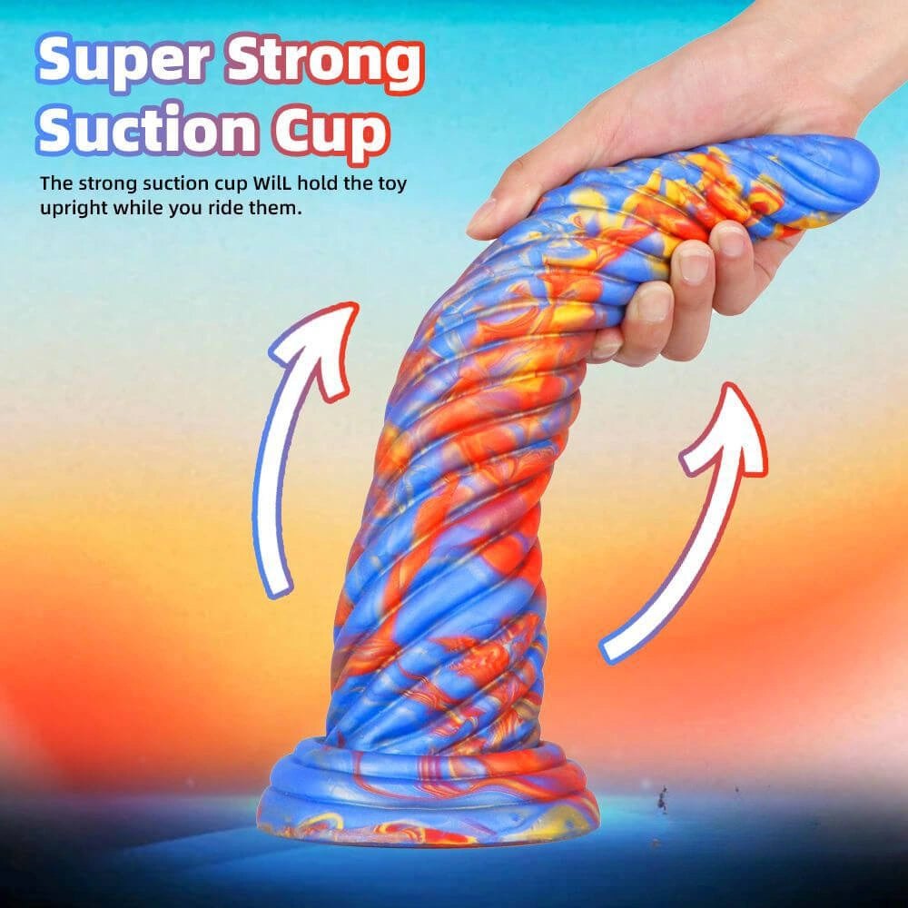 Marbled spiral-textured silicone butt plug, photo 5