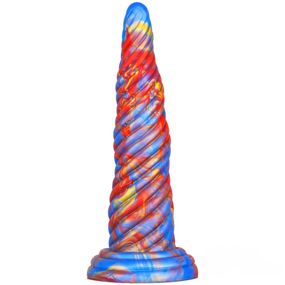 Marbled spiral-textured silicone butt plug, photo 6