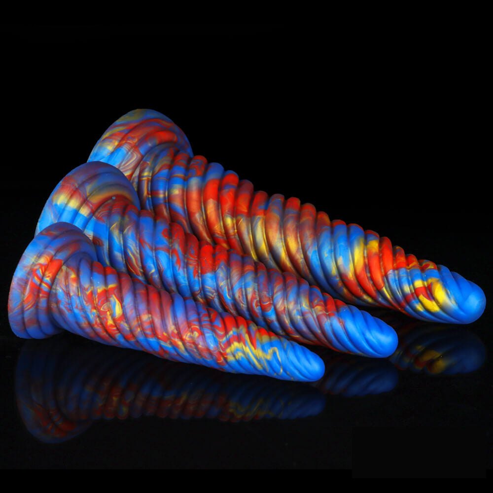 Marbled spiral-textured silicone butt plug, photo 7