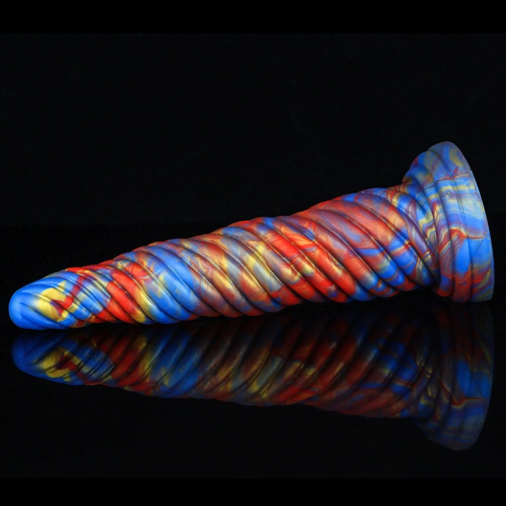 Marbled spiral-textured silicone butt plug, photo 8