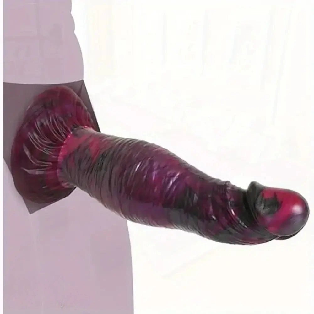 Marbled purple and black silicone suction cup dildo, photo 1