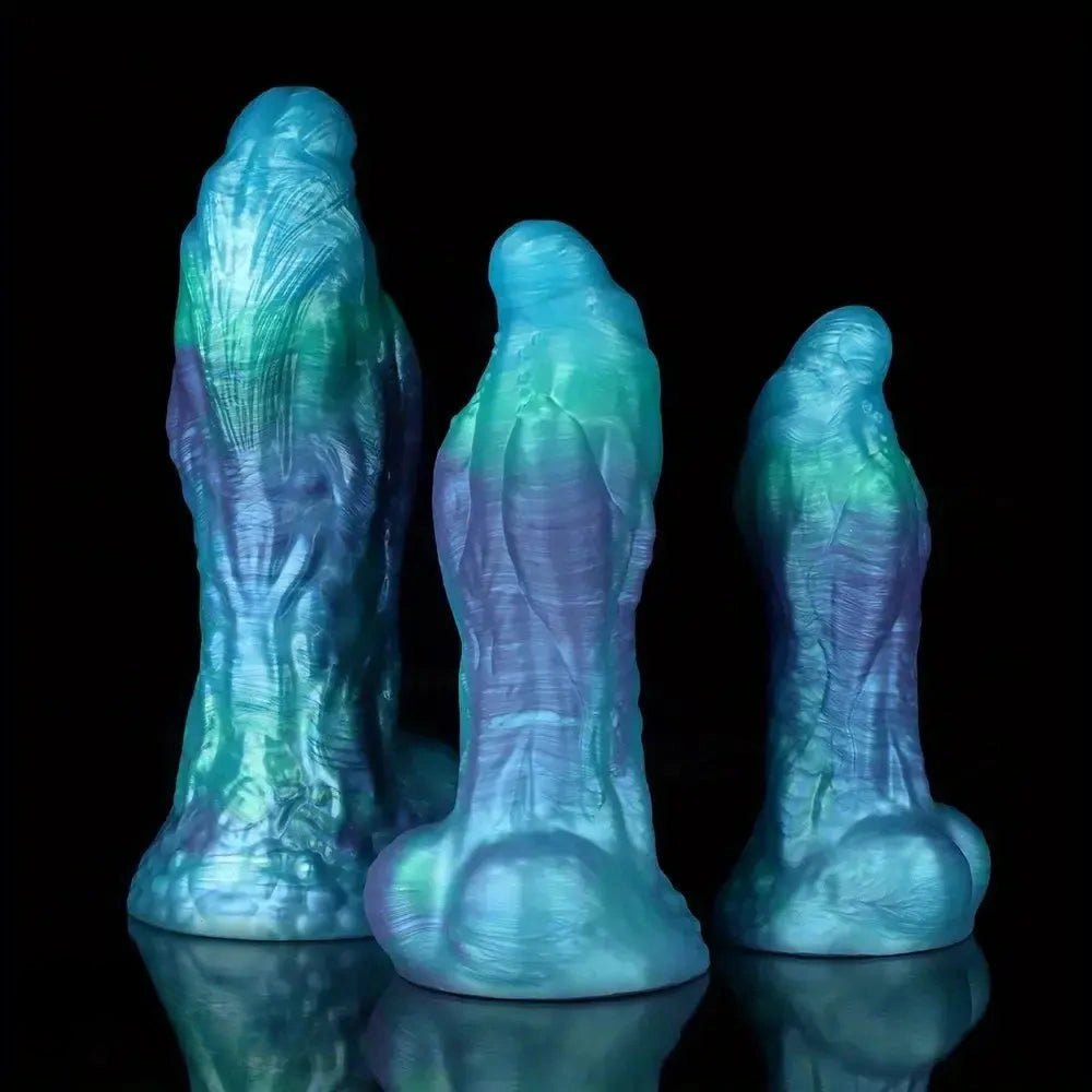 Teal purple marbled fantasy anal dildo, photo 2