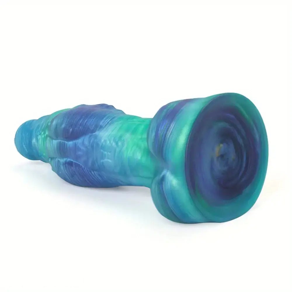 Teal purple marbled fantasy anal dildo, photo 8