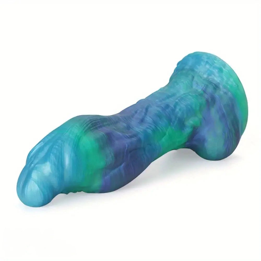 Teal purple marbled fantasy anal dildo, photo 9