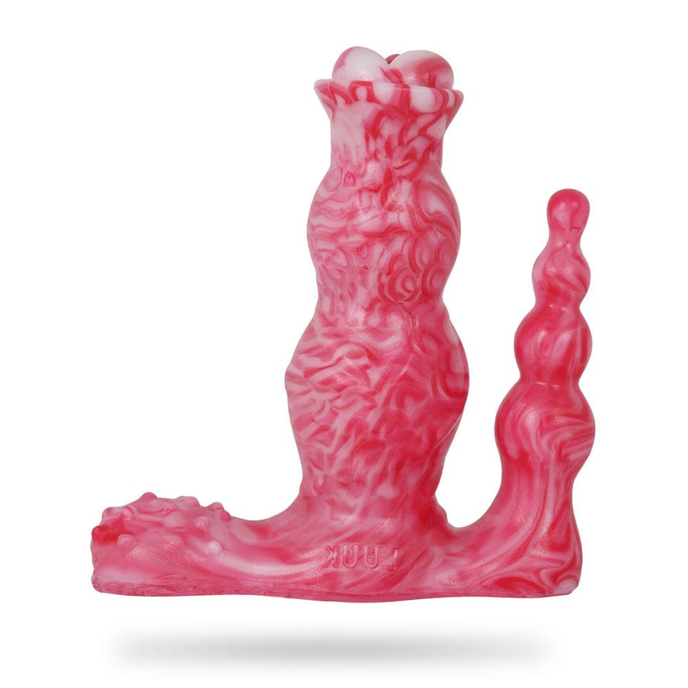 Pink and white marbled fantasy dildo, photo 1