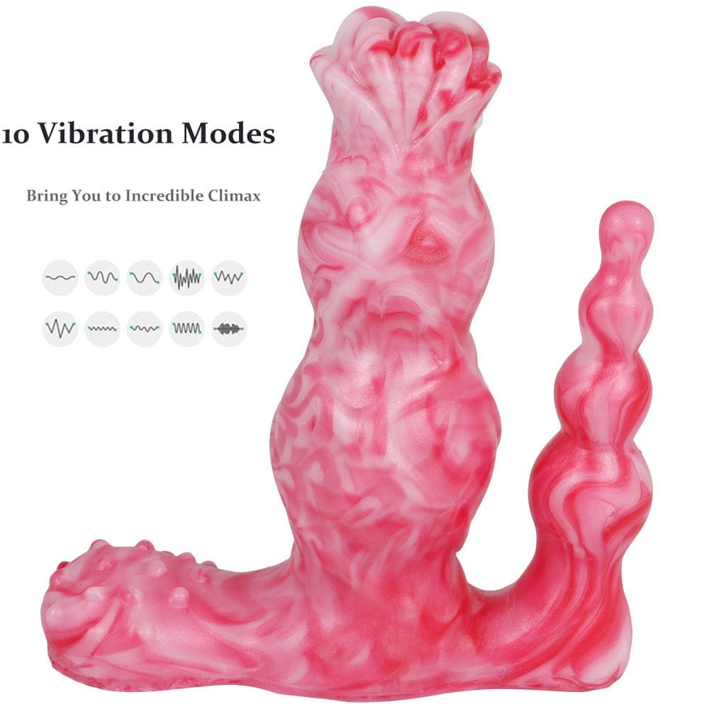 Pink and white marbled fantasy dildo, photo 2