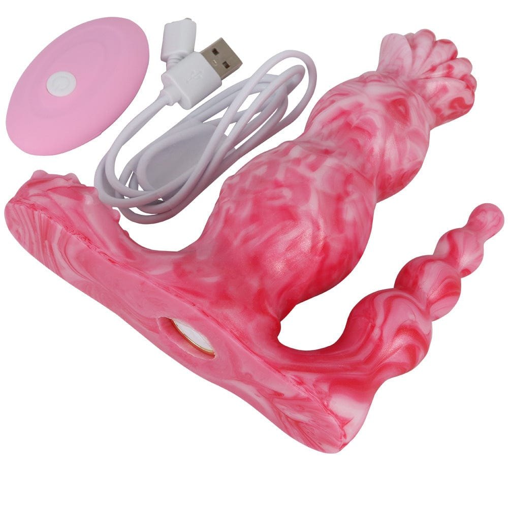 Pink and white marbled fantasy dildo, photo 3