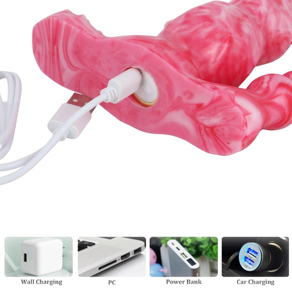 Pink and white marbled fantasy dildo, photo 5