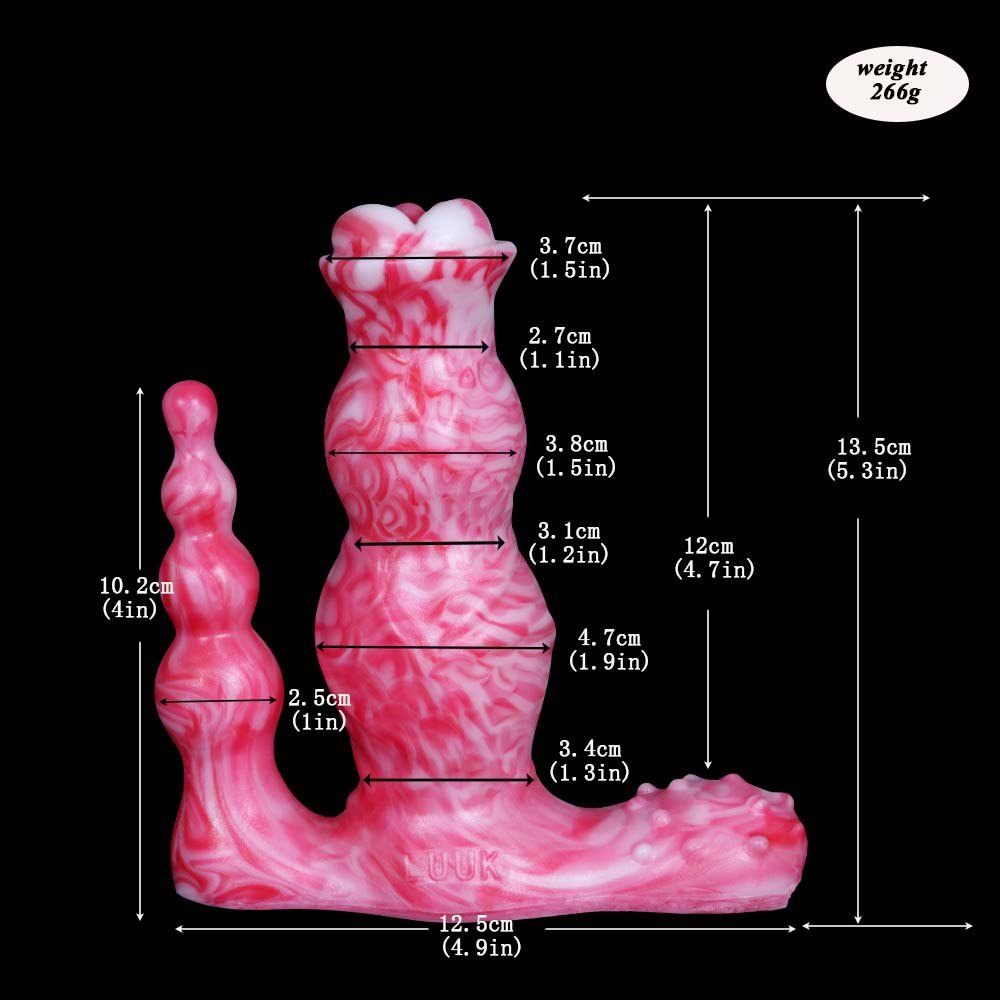 Pink and white marbled fantasy dildo, photo 7