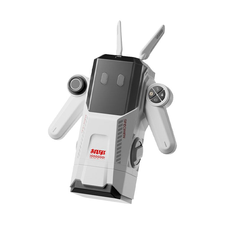 White mech robot vibrating male masturbator