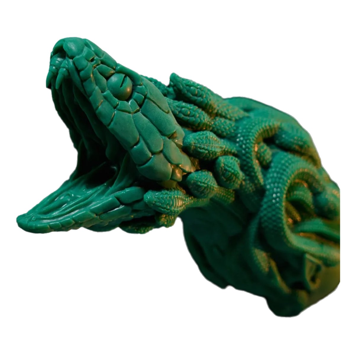 Green Coiled serpent fantasy masturbator figure