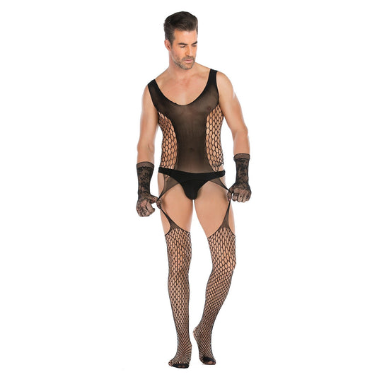 Men s fishnet crotchless bodysuit, photo 1