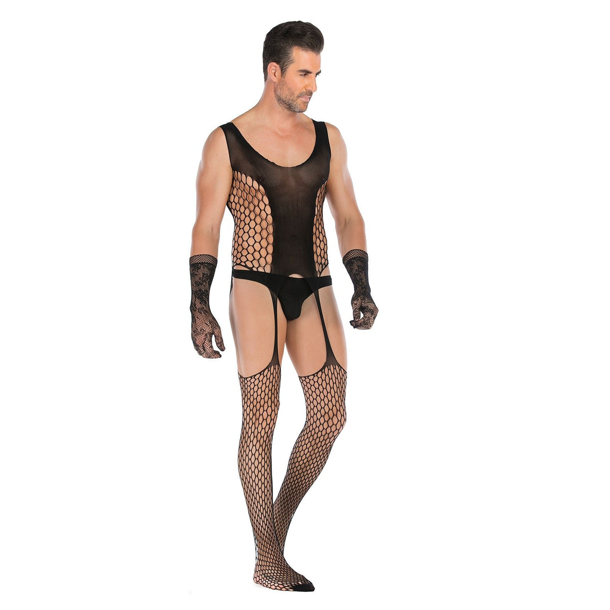 Men s fishnet crotchless bodysuit, photo 3