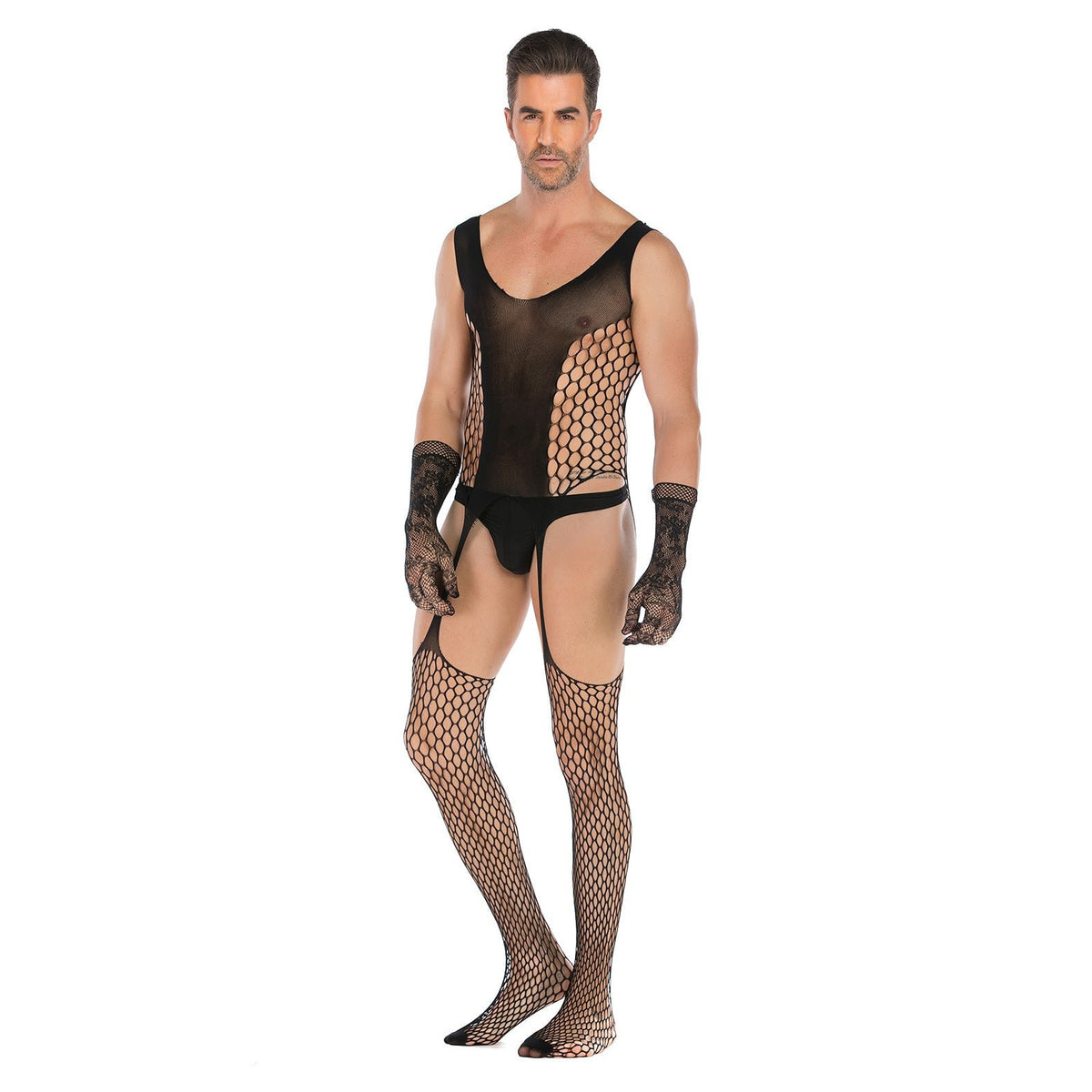 Men s fishnet crotchless bodysuit, photo 6