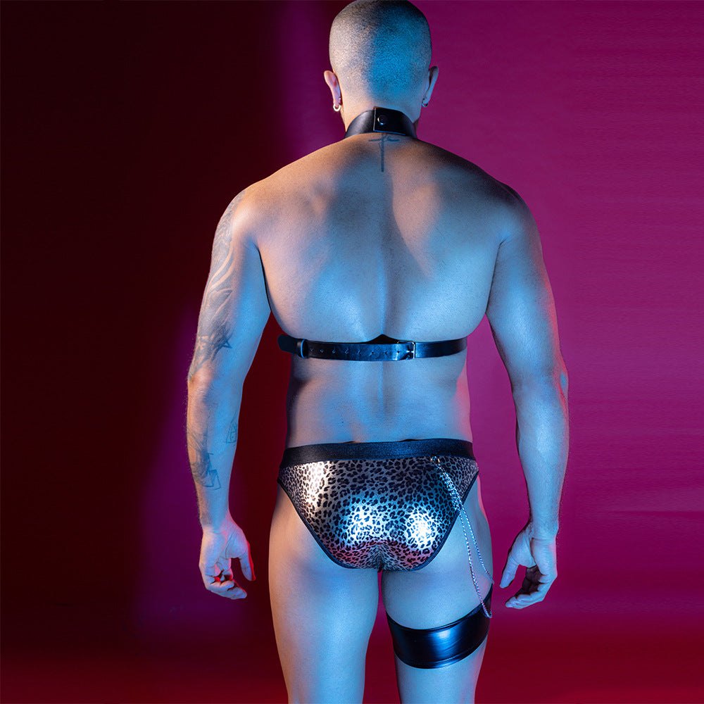 Men s leopard faux leather harness, photo 6