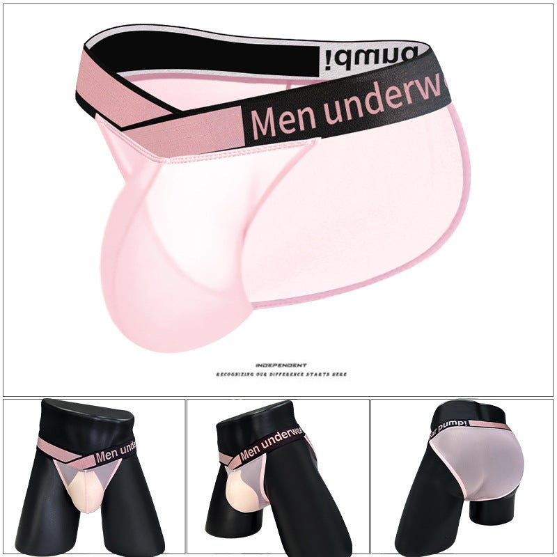 Pink men s mesh bulge pouch briefs