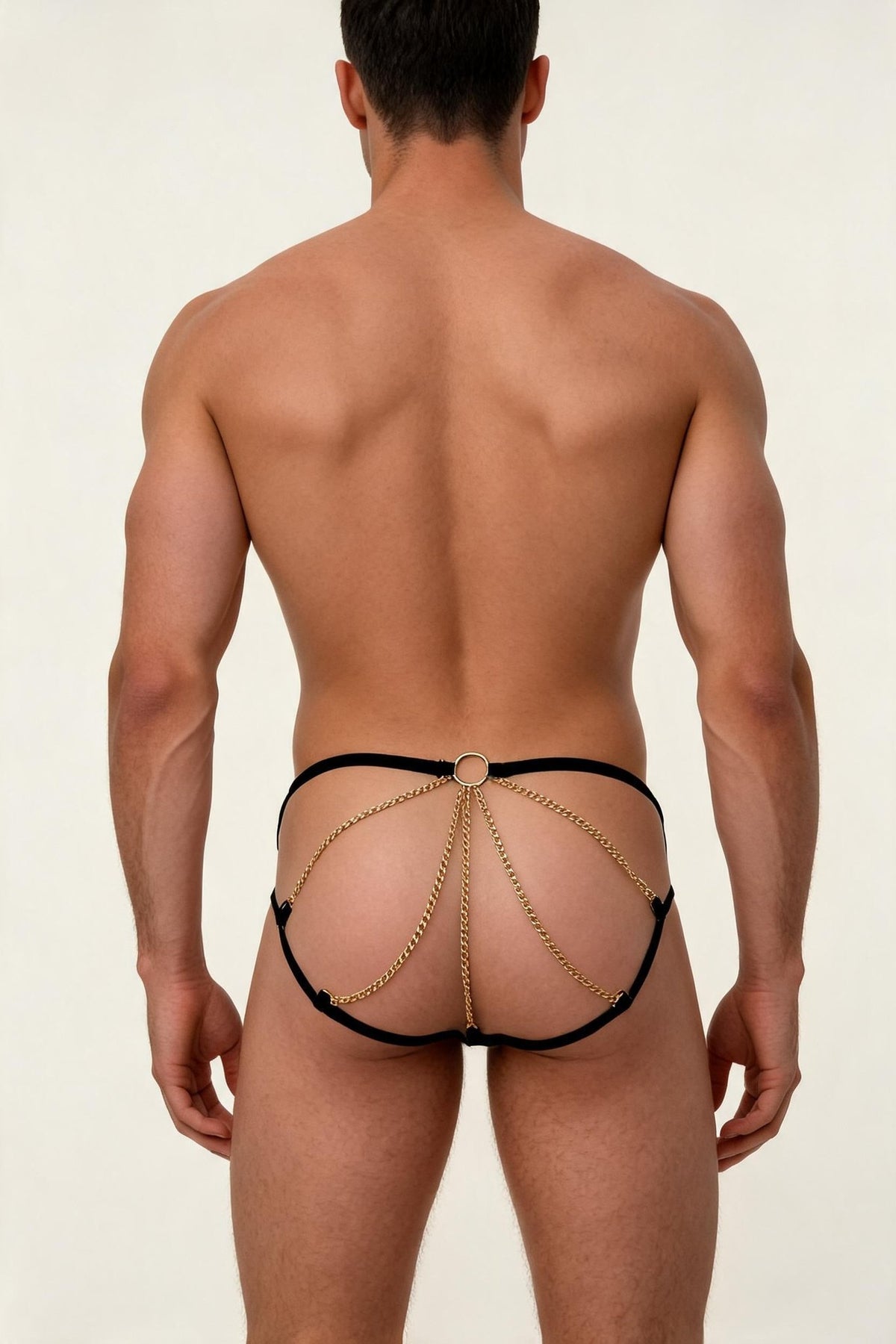 Mens gold chain harness gstring underwear, photo 1