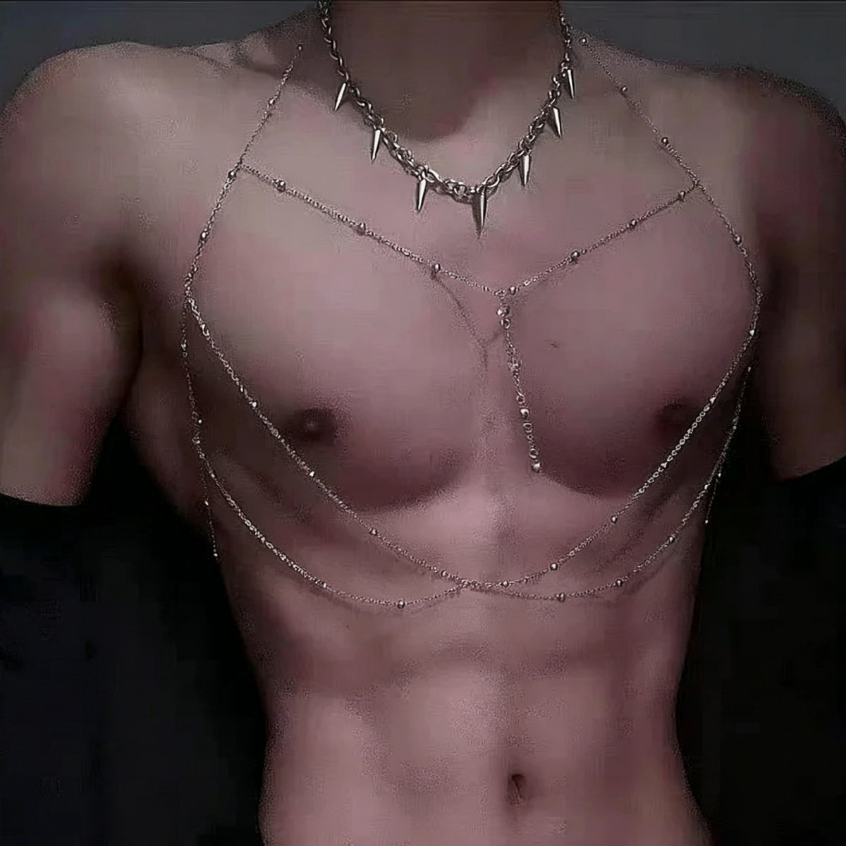 Silver mens cone chest necklace accessory