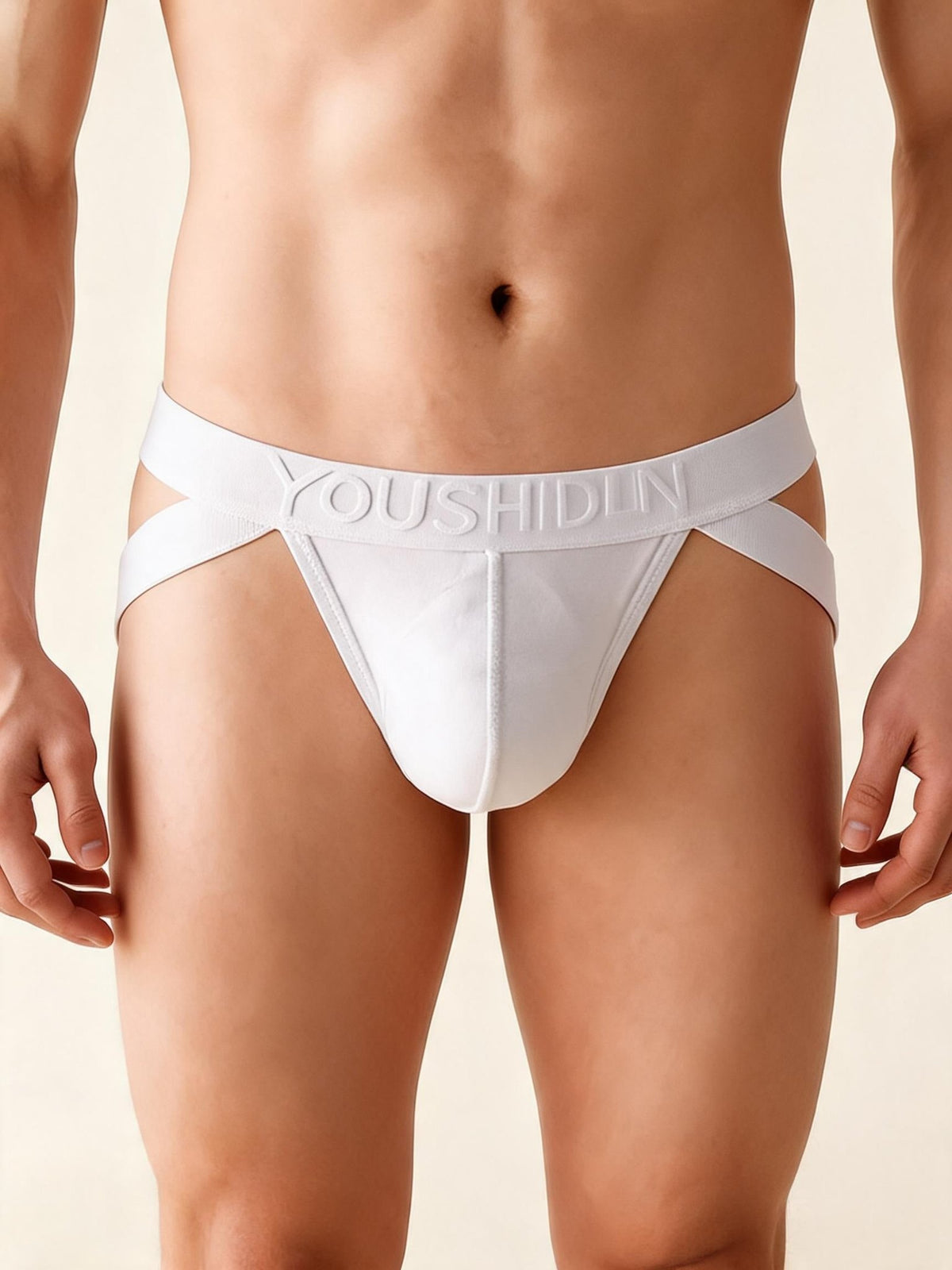 Mens double waistband crisscross strap thong, photo 1