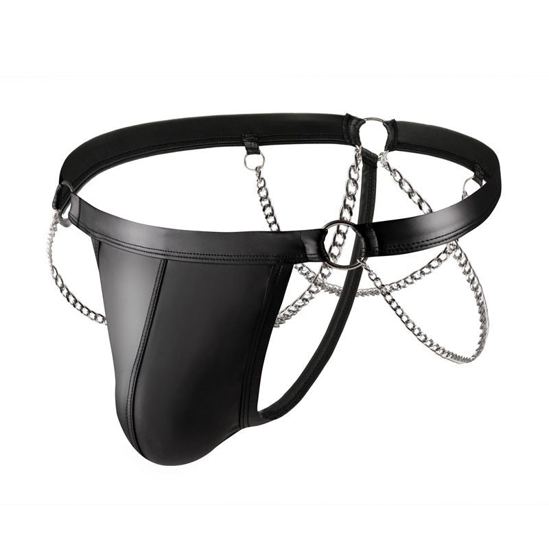 Mens faux leather chain oring jockstrap, photo 3