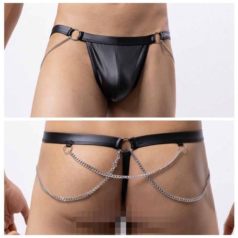 Mens faux leather chain oring jockstrap, photo 5