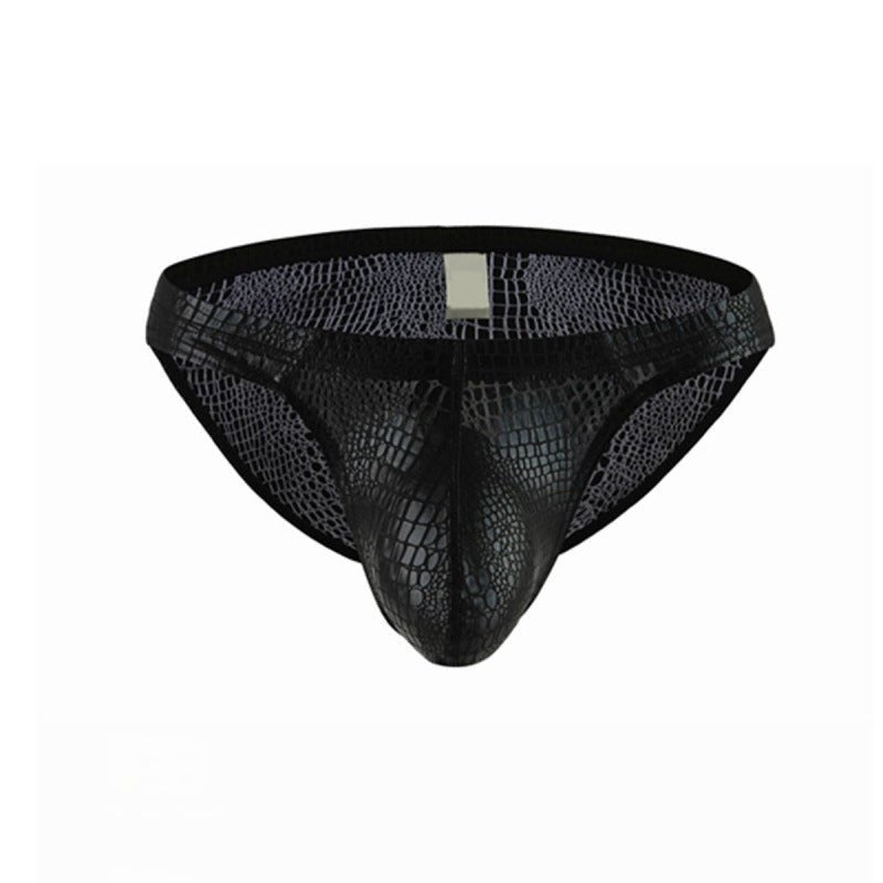 Mens faux leather snake print briefs, photo 4